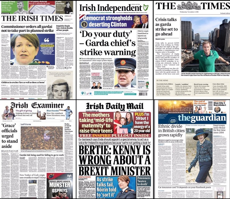 'Commissioner orders all gardai not to take part in planned strike' - that's the headline on the front of the Irish Times this morning,
