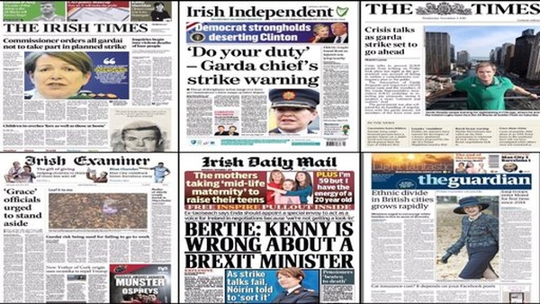 The word substantial makes an appearance in two headlines this morning in both cases it's in inverted commas and in both cases, it's related to the strike threatened by Gardai.