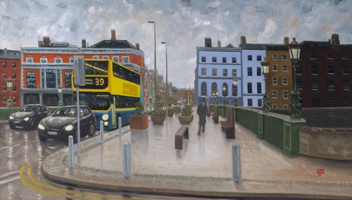 A detail from View of Grattan Bridge looking towards Capel Street, by Keith Rowan Geoghegan