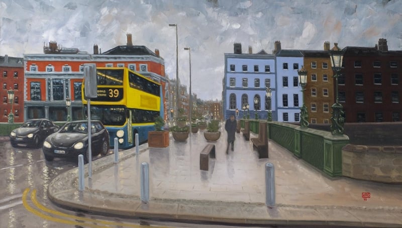 A detail from View of Grattan Bridge looking towards Capel Street, by Keith Rowan Geoghegan