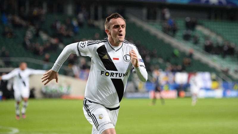 Legia Warsaw's Miroslav Radovic celebrates his goal