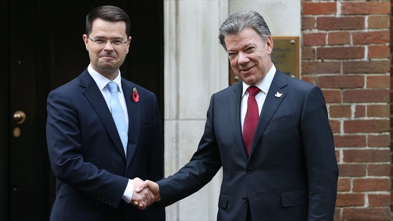 Northern Ireland Secretary James Brokenshire welcomes the Colombian president to Stormont House