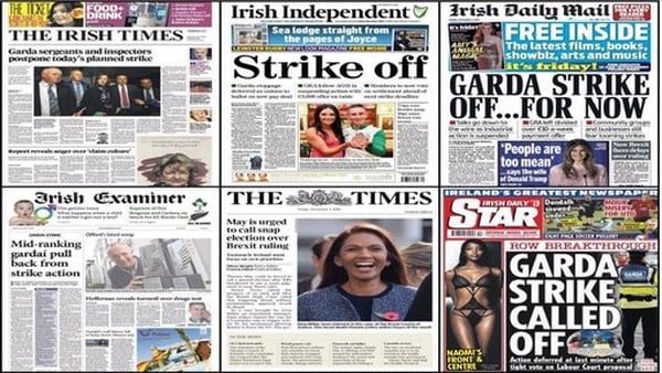 'We'll bring in martial law' - that's what the headline on the front of the Irish Daily Star says the Gardai were told before today's strike was called off.