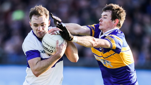 St Vincent's Gavin Burke (l) with Jarlath Curley of Castleknock