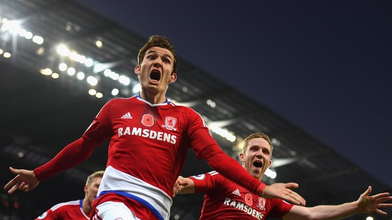Marten de Roon celebrates Middlesbrough's leveller