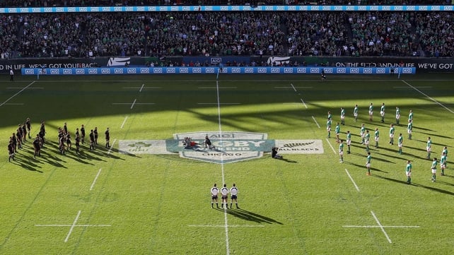 New Zealand run through their pre-match haka