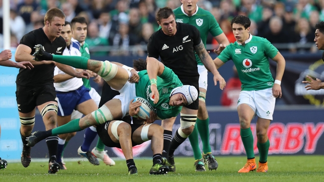 Ultan Dillane is tackled as Ireland try to stem the flow of that New Zealand fightback