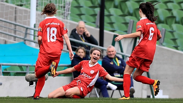 Leanne Kiernan celebrates scoring in the FAI Senior Cup final