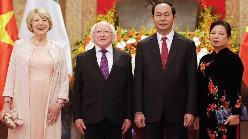 President Higgins and his wife Sabina Higgins with Vietnamese President Quang and his wife Nguyen Thi Hien