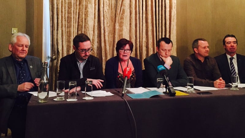 Joan Collins (centre) announces the bill