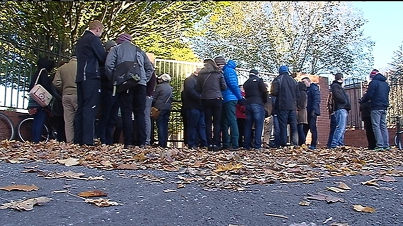 Teachers outside the closed Presentation Brothers College school in Cork