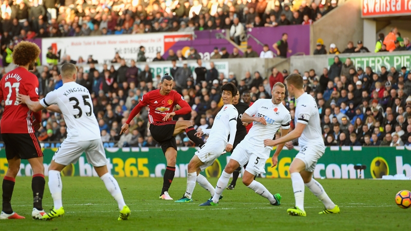 Ibrahomovic ended a run of six matches without a goal by scoring twice against Swansea