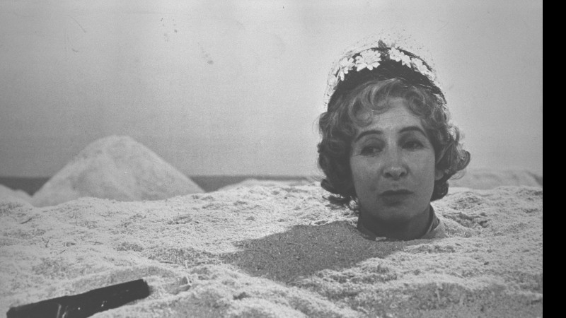 Irish actress Marie Kean in a RTÉ production of Happy Days, broadcast in 1967 when the play's author Samuel Beckett was writing the first of the letters under review. Kean won a Jacob's Award in 1968 for her performance as Winnie.