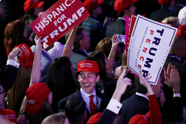 Donald Trump supporters attended a election night event at the New York Hilton Midtown