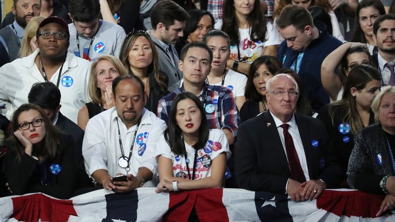 Clinton supporters react as Hillary Clinton trails in the count from early on