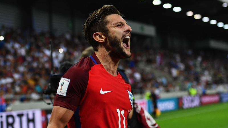Adam Lallana celebrates his goal against Slovakia
