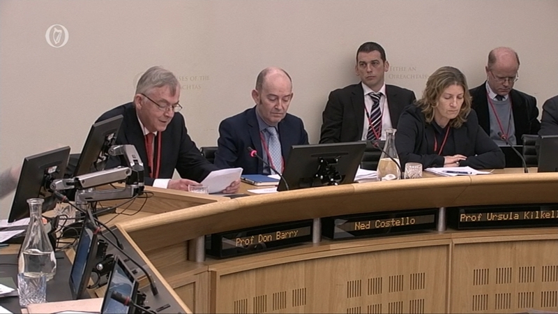 Professor Don Barry (L) gives his opening address at the Joint Committee on Education