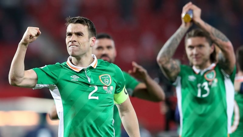 Seamus Coleman salutes the travelling support