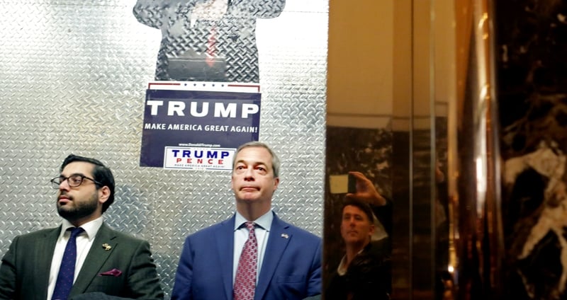 Nigel Farage pictured at Trump Tower