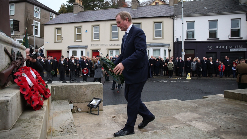 Enda Kenny laid a wreath of green laurels in Enniskillen today