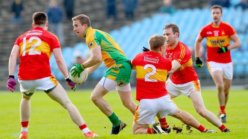 Gary Sice comes under pressure from Castlebar's James Durkan, Shane Irwin and Shane Hopkins