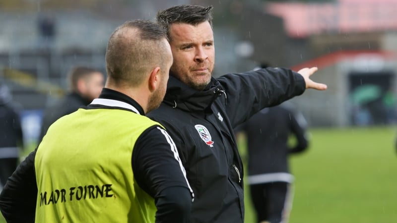 Kilcoo manager Paul McIver directs his men in Newry