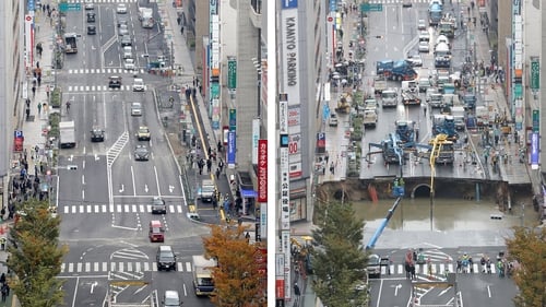 Sinkhole damage repaired in one week in Japan