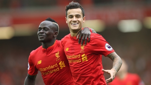 Philippe Coutinho (R) has been in sizzling form for Liverpool