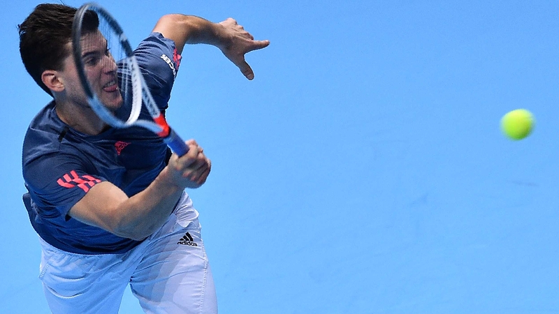 Dominic Thiem lunges to make a return at the 02