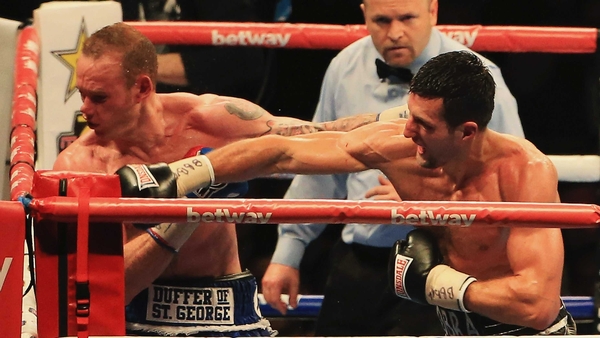 Carl Froch knocks out George Groves during the IBF & WBA World Super Middleweight Title Fight in 2014