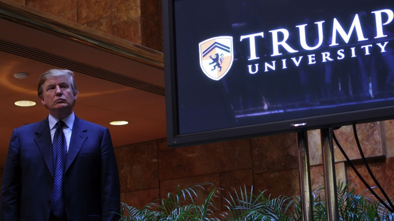 Donald Trump pictured at the launch of Trump University in New York in 2005