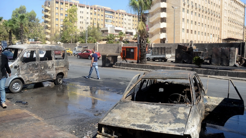 The strike hit the Furqan area in government-held west Aleppo (file picture)