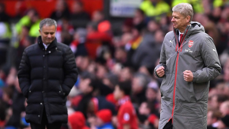 Jose Mourinho and Arsene Wenger following Giroud's late leveller