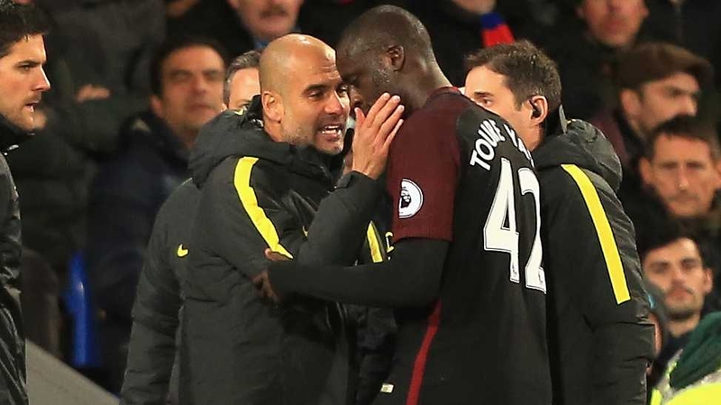Pep Guardiola and Yaya Toure after Saturday's win