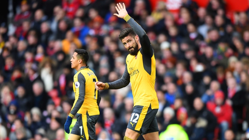 Olivier Giroud acknowledges the crowd following his equaliser