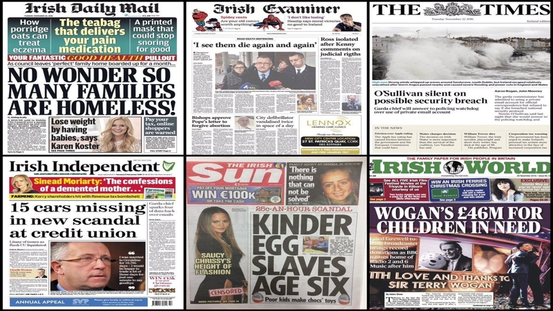 There are two very different photos on the front of the Irish Times and Irish Examiner this morning...telling very different stories.