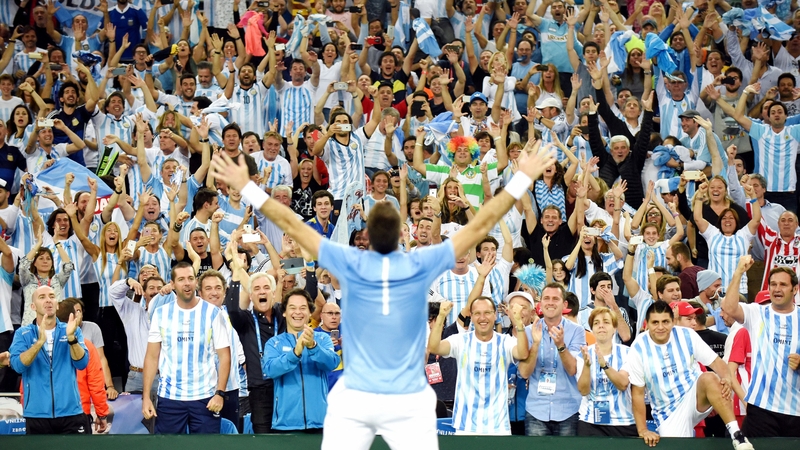 Juan Martin del Potro celebrates in front of jubilant Argentinian fans