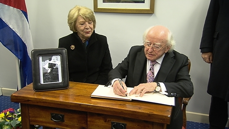 President Michael D Higgins signed the book of condolence early this morning