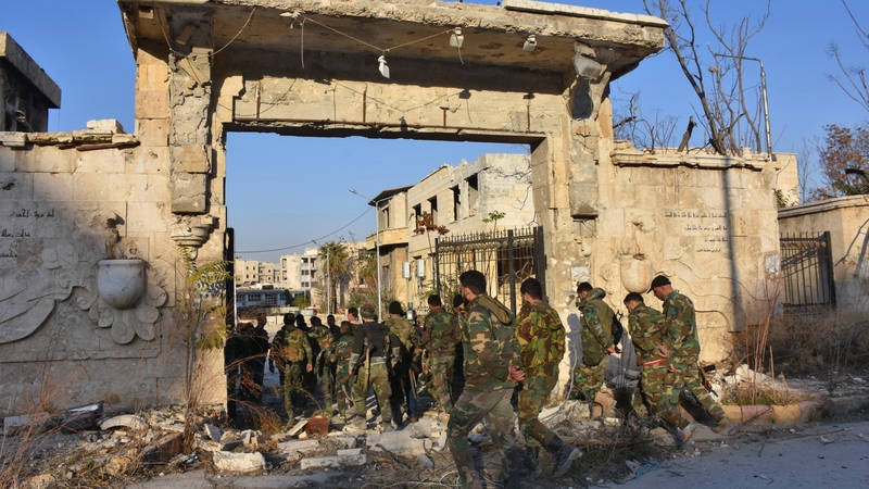 Syrian pro-government forces gather in Aleppo