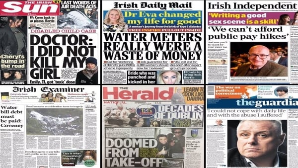 Newspaper headlines: Water meters and plane crash