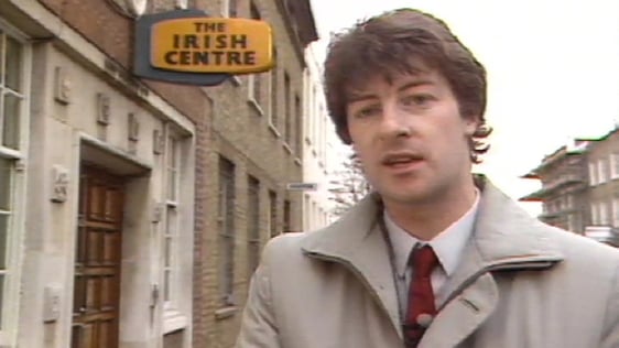 Seán Ó Méalóid outside the London Irish Centre in Camden, London (1986)