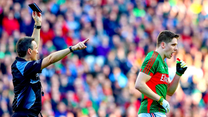 Maurice Deegan black cards Mayo's Lee Keegan in the All-Ireland final replay