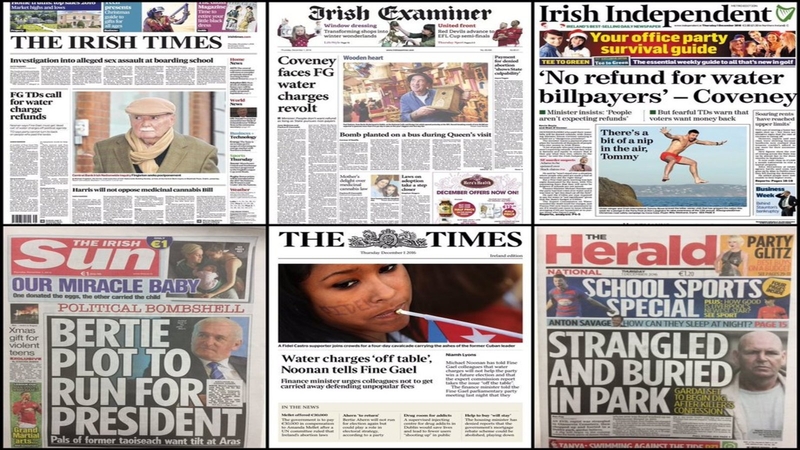 Last night's Fine Gael parliamentary party meeting at Leinster House provides the lead story in three of today's papers.