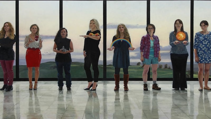 From Women on Walls: a detail from Blaise Smith's portrait of eight female Irish scientists.