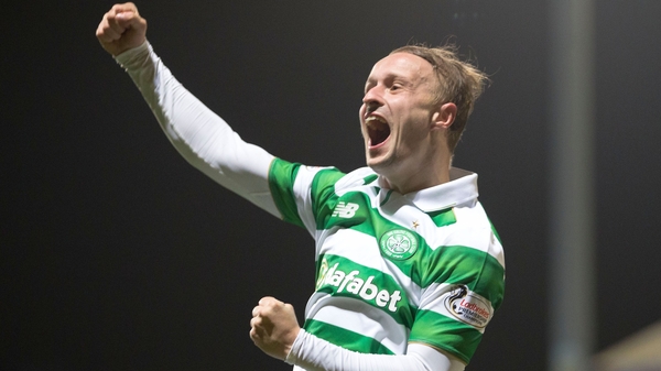 Leigh Griffiths celebrates scoring Celtic's third goal