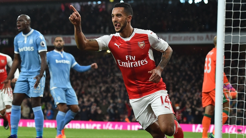 Theo Walcott celebrates after his goal