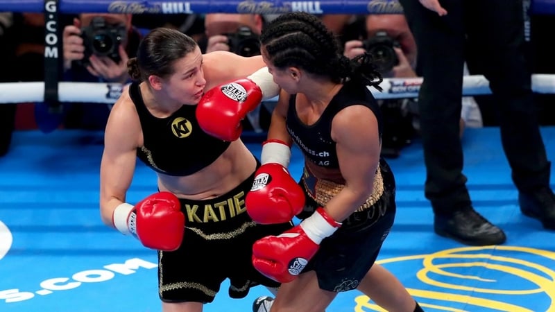Katie taylor (L) in action at the Manchester Arena