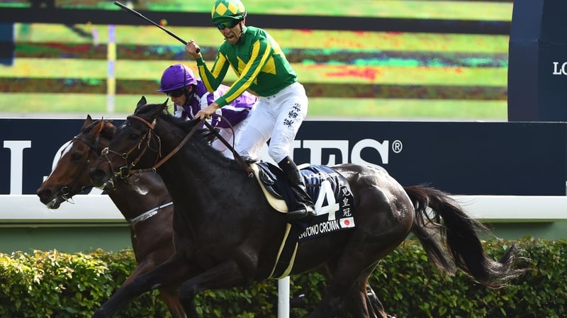 Joao Moreira riding Satono Crown of Japan defeats Ryan Moore on Highland Reel