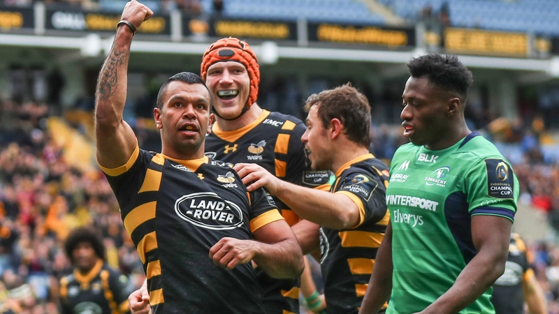 Beale celebrates a try on his debut.