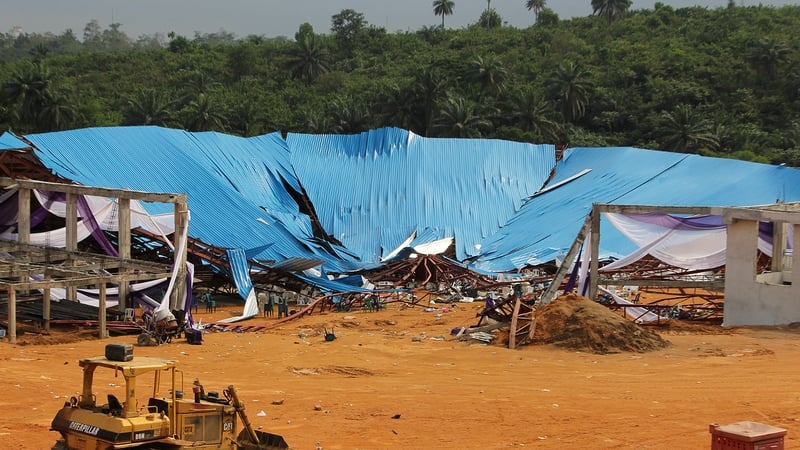 The church roof was still under construction